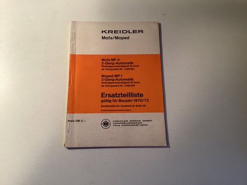 Kreidler ersatzteilliste mofa - kreidler,
